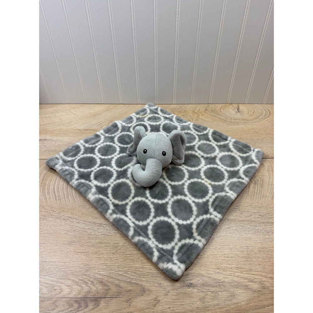 Hudson Baby Elephant Security Blanket Grey White Geometric Circle Lovey 50589